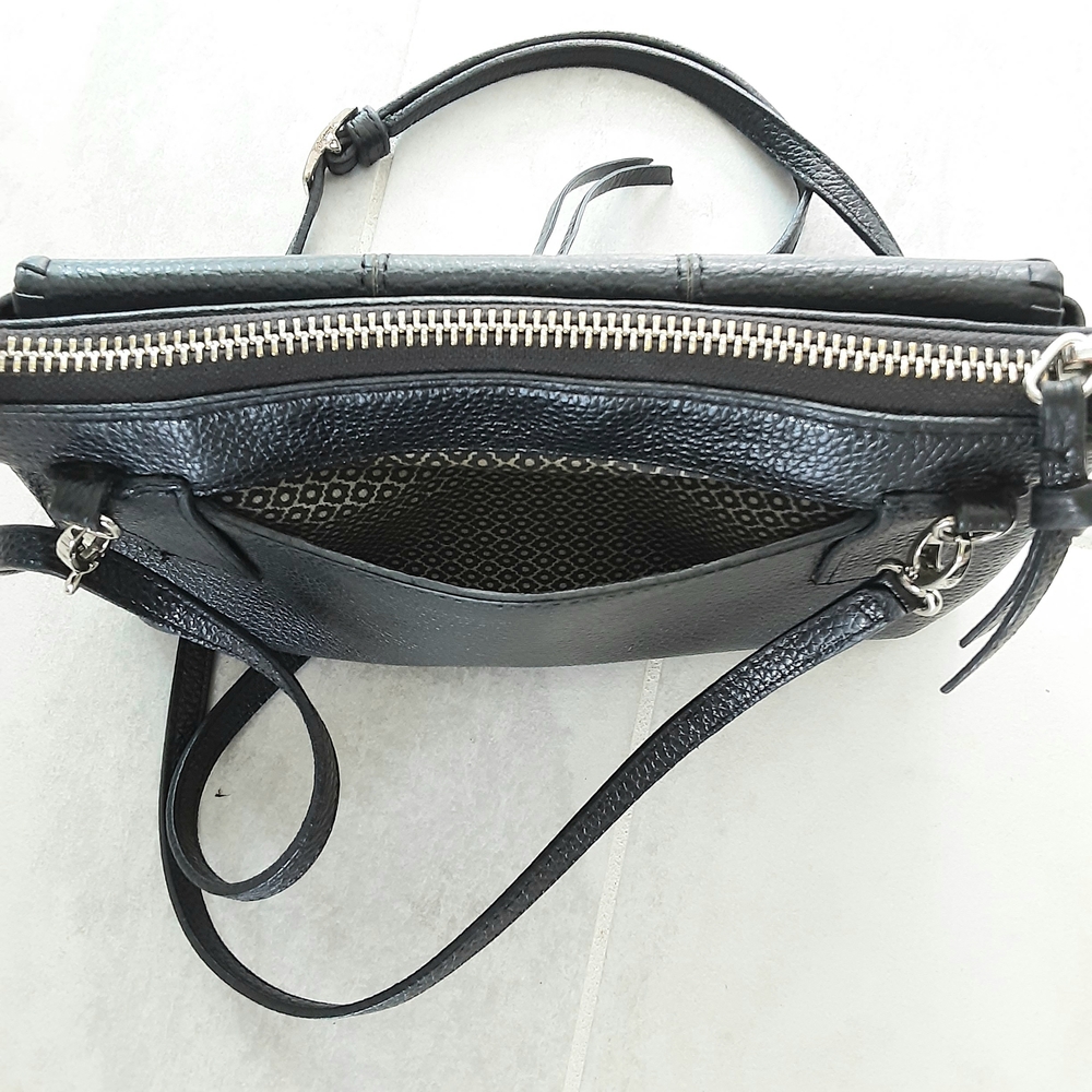 Brighton Interlok Convertible Belt Pouch, Black Leather Crossbody Bag Hand-Laced - Picture 8 of 13
